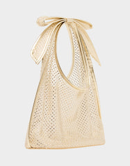 BOW MINI MESH TOTE GOLD