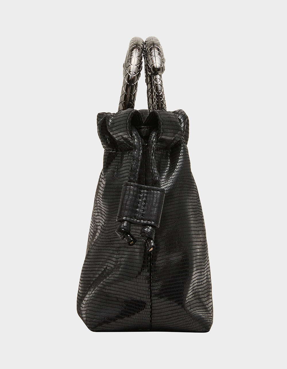 SNAKE RING HANDLE POUCH BLACK