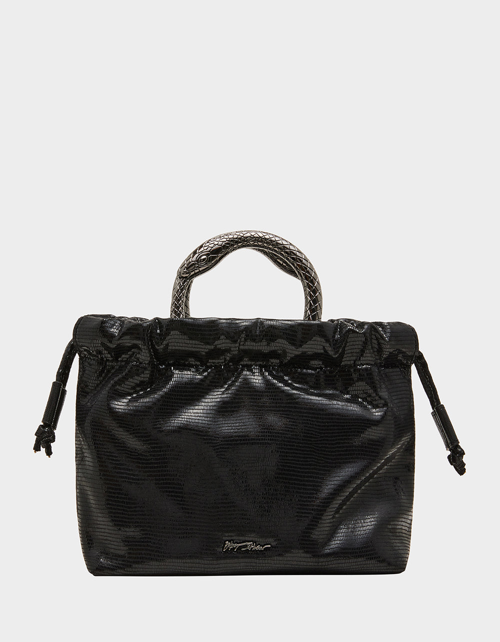 SNAKE RING HANDLE POUCH BLACK