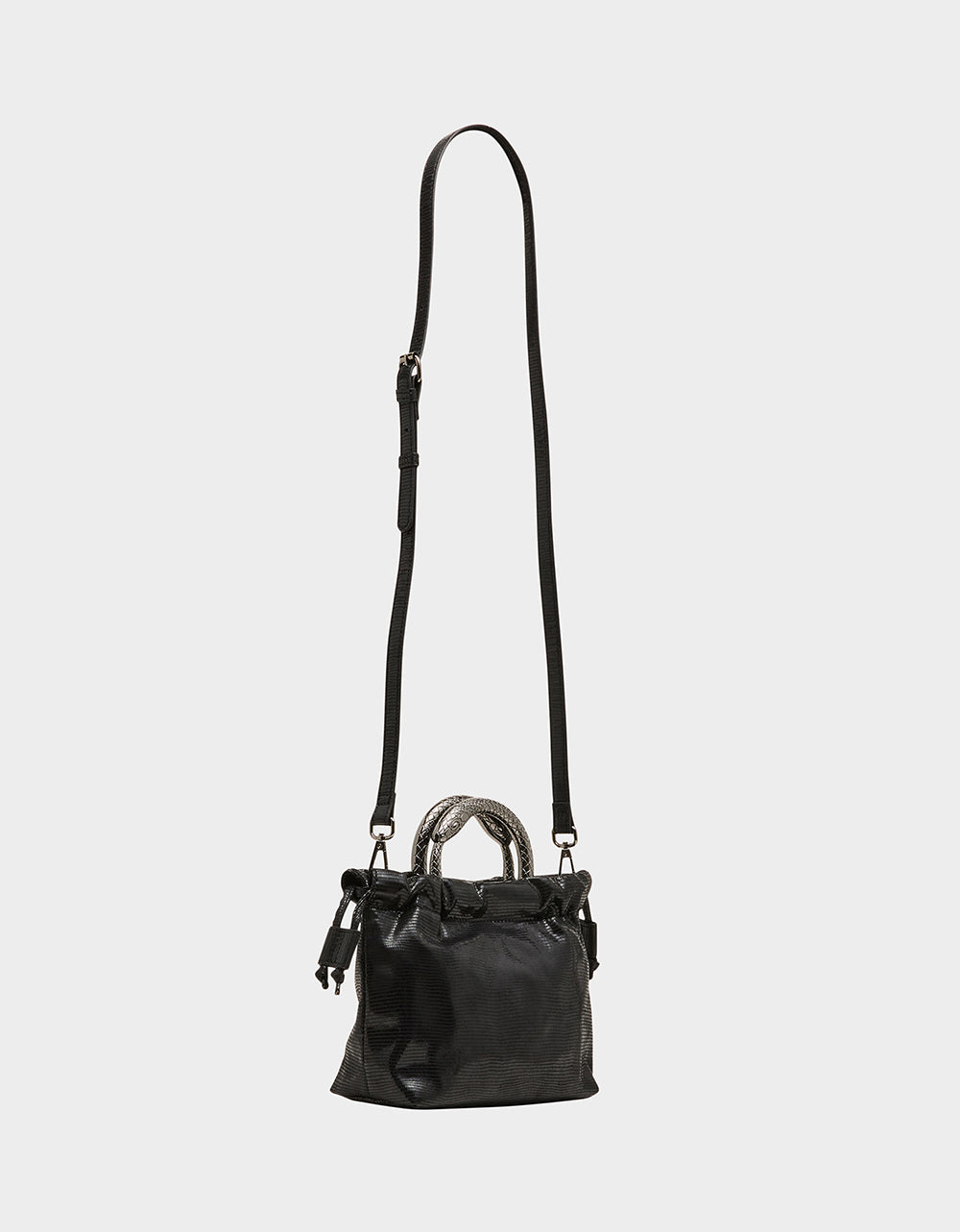 SNAKE RING HANDLE POUCH BLACK