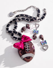 FOOTBALL STUD EARRING BROWN